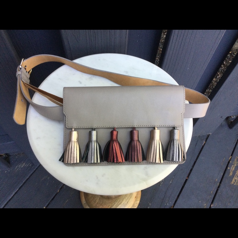 Unreleased NWOT Rebecca Minkoff Metallic Tassel Belt Bag